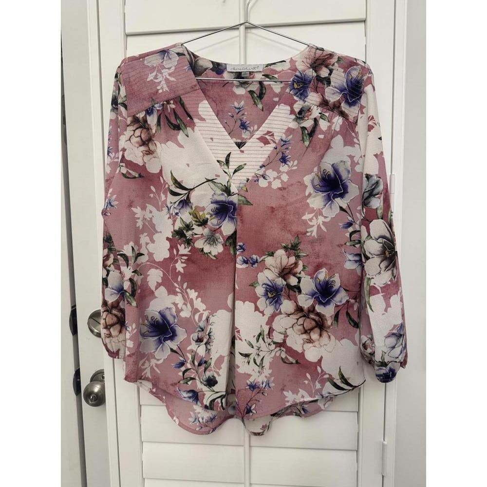 Karen Hart floral‎ print blouse size Large